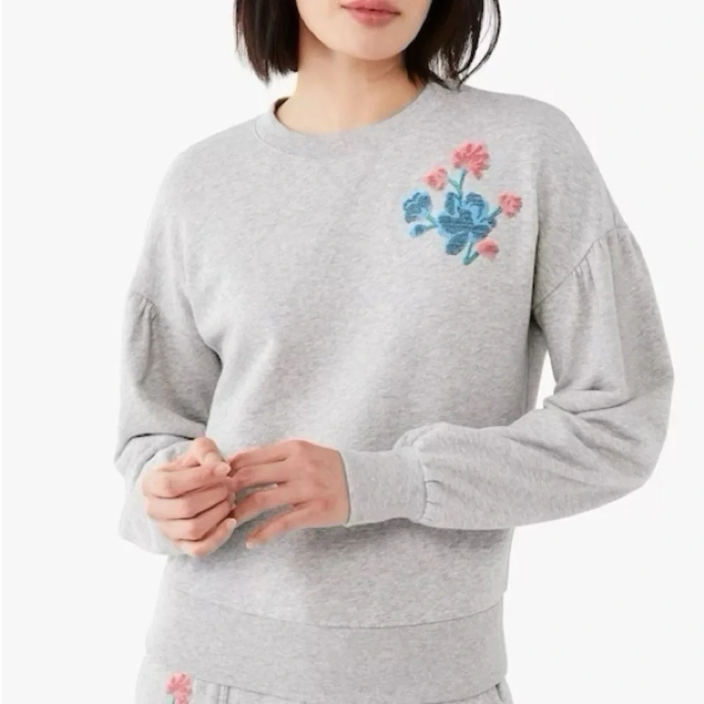 Kate Spade Floral Embroidered Sweatshirt Grey Melange